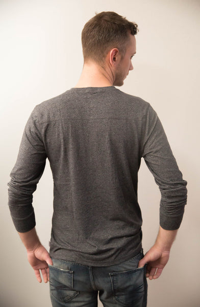 Contrast Stitch Henley in Heather Charcoal