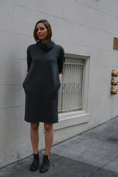 Eliza Turtleneck Dress in Charcoal